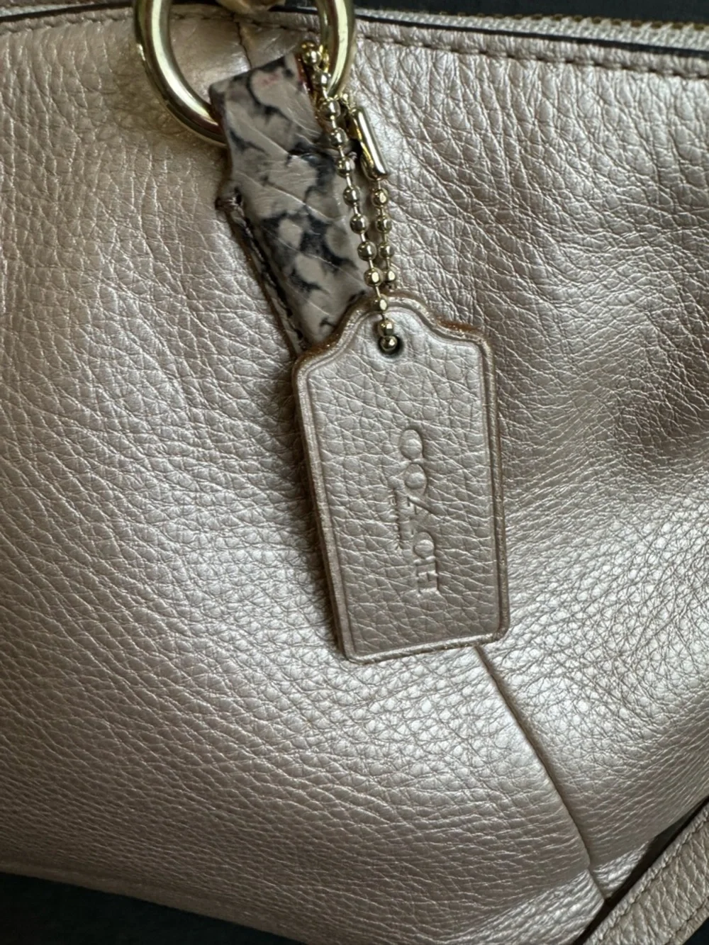 Coach Kelsey Metallic Top Handle Bag Reptile Print Handles Crossbody Purse - Picture 5 of 16